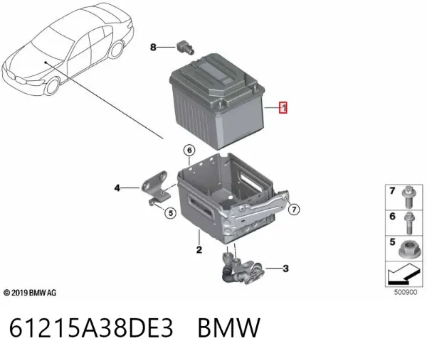 Batería 61215A38DE3 BMW
