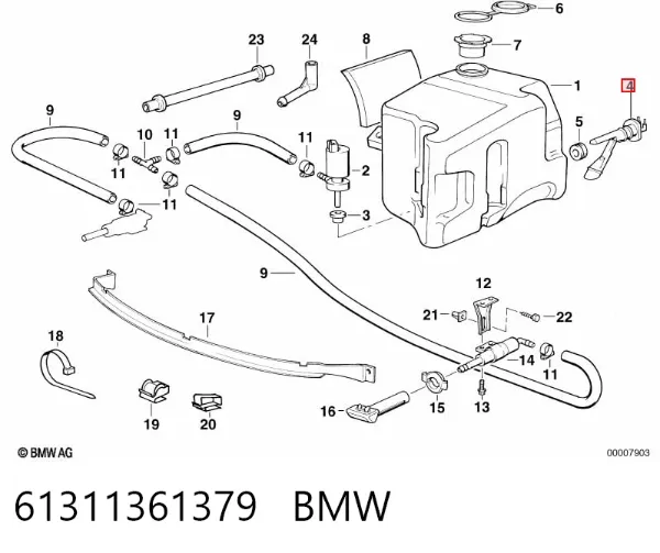 Sensor de nivel del depósito de líquido limpiaparabrisas 61311361379 BMW