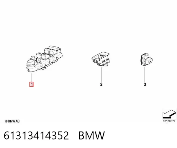 Interruptor de elevalunas delantera izquierda 61313414352 BMW