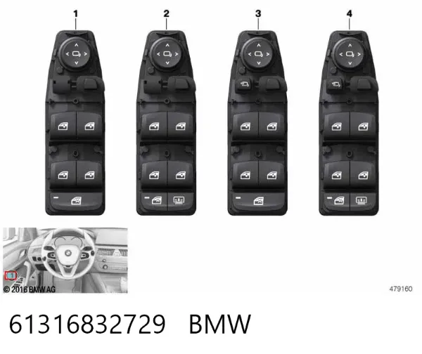 Interruptor de elevalunas delantera izquierda 61316832729 BMW