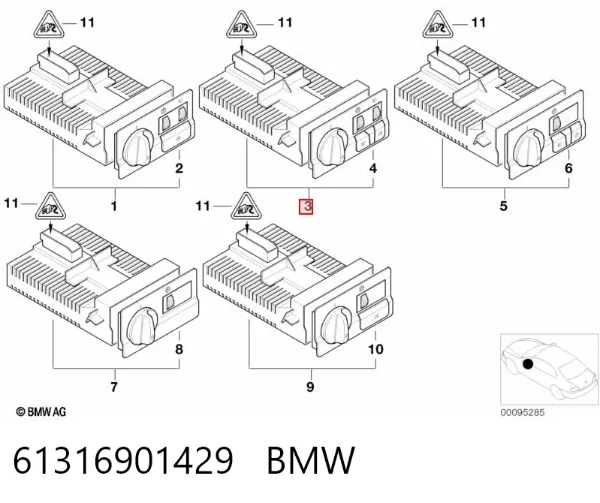 Interruptor de luces en el tablero 61316901429 BMW