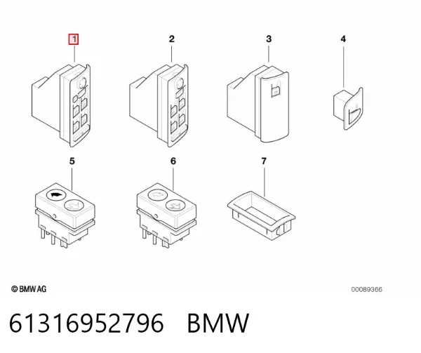 Interruptor de elevalunas delantera izquierda 61316952796 BMW