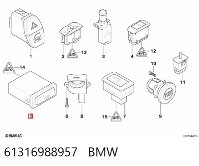 Botón de encendido de calefacción del asiento BMW 61316988957