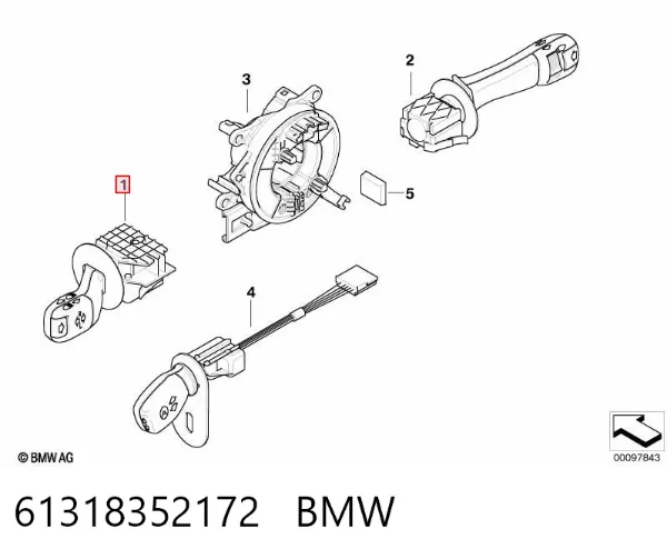 Conmutador izquierdo de la columna de dirección 61318352172 BMW