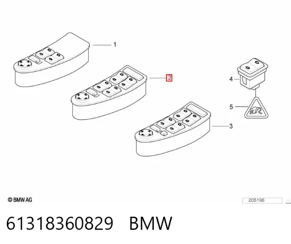 Interruptor de elevalunas delantera izquierda 61318360829 BMW