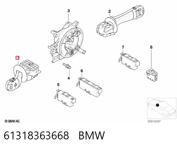 Conmutador izquierdo de la columna de dirección 61318363668 BMW