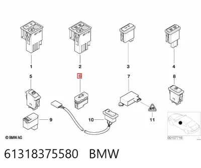Botón interior de apertura de maletero BMW 61318375580