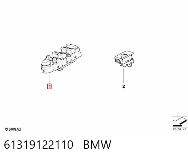Interruptor de elevalunas delantera izquierda 61319122110 BMW