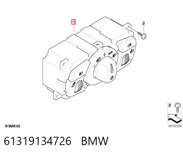 Interruptor de luces en el tablero 61319134726 BMW