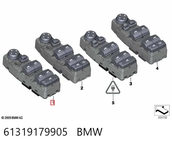 Interruptor de elevalunas delantera izquierda 61319179905 BMW