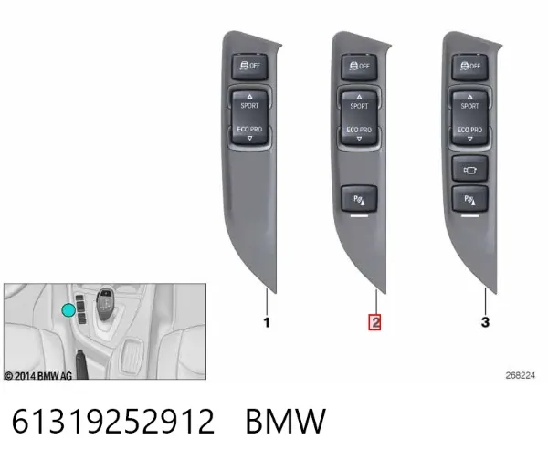 Bloque de botones de la consola central 61319252912 BMW