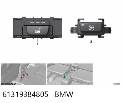 Botón de encendido de calefacción del asiento BMW 61319384805