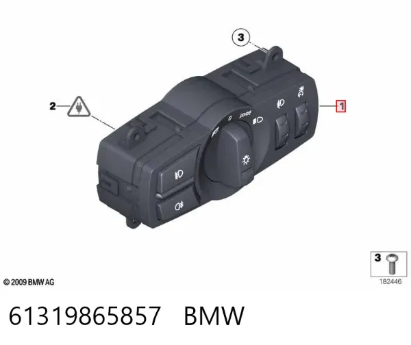 Interruptor de luces en el tablero 61319865857 BMW