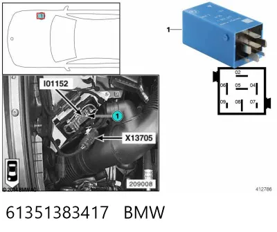 Relé de faro BMW 61351383417