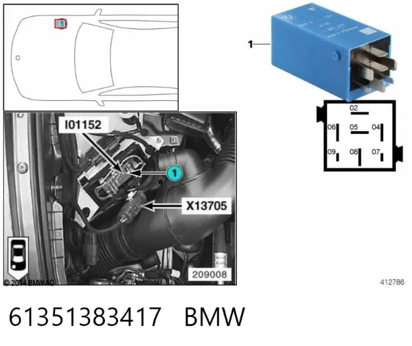 Relé de faro 61351383417 BMW