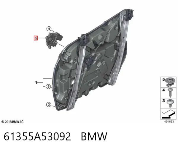 Motor del elevalunas de la puerta delantera derecha 61355A53092 BMW