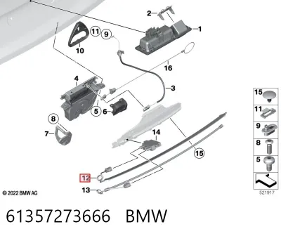 Sensor de apertura de la tapa del maletero BMW 61357273666