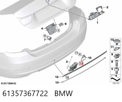 Sensor de apertura de la tapa del maletero BMW 61357367722