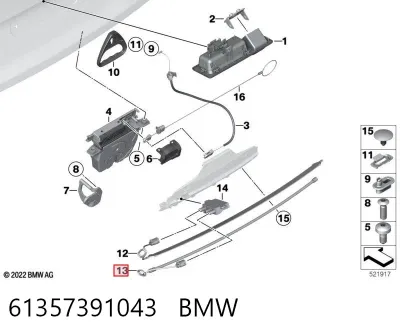 Sensor de apertura de la tapa del maletero BMW 61357391043