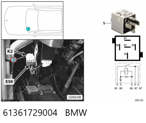 Relé eléctrico multifuncional 61361729004 BMW