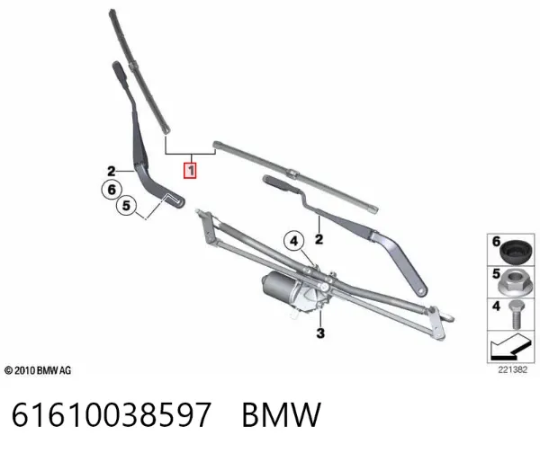 Limpiaparabrisas delanteras 61610038597 BMW