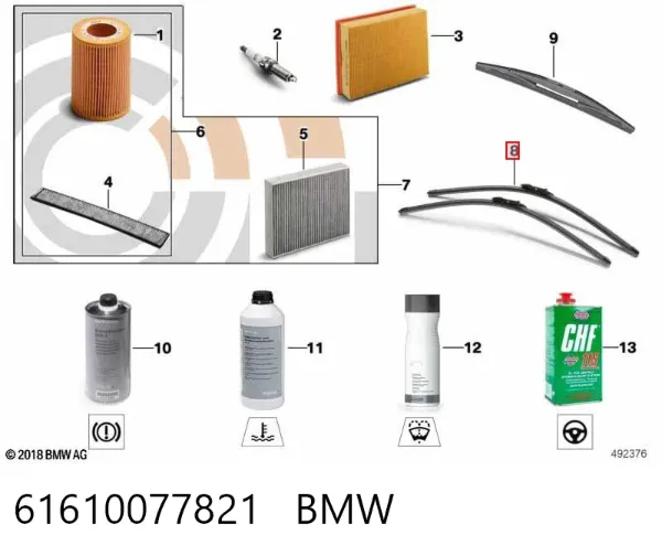 Limpiaparabrisas delanteras 61610077821 BMW