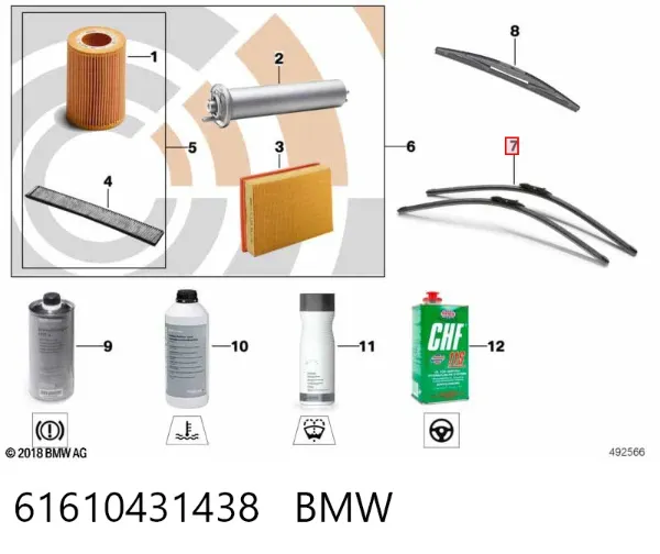 Limpiaparabrisas delanteras 61610431438 BMW