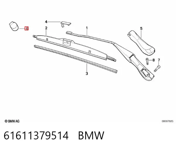 Tapa de la tuerca de fijación del brazo del limpiaparabrisas delantero 61611379514 BMW
