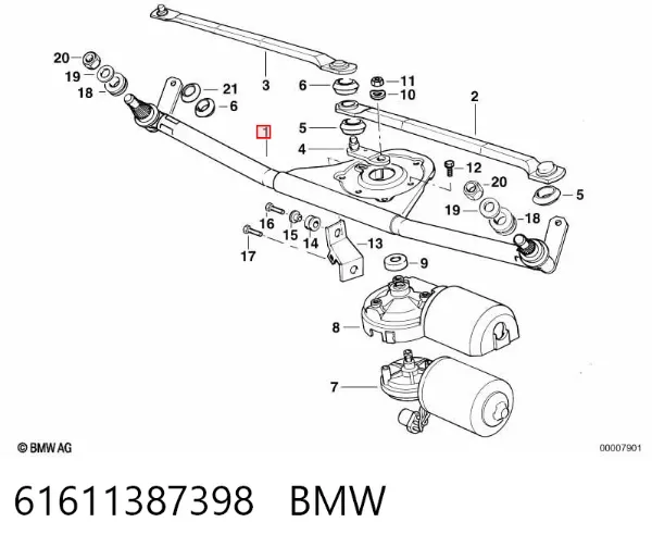Varilla de limpiaparabrisas 61611387398 BMW