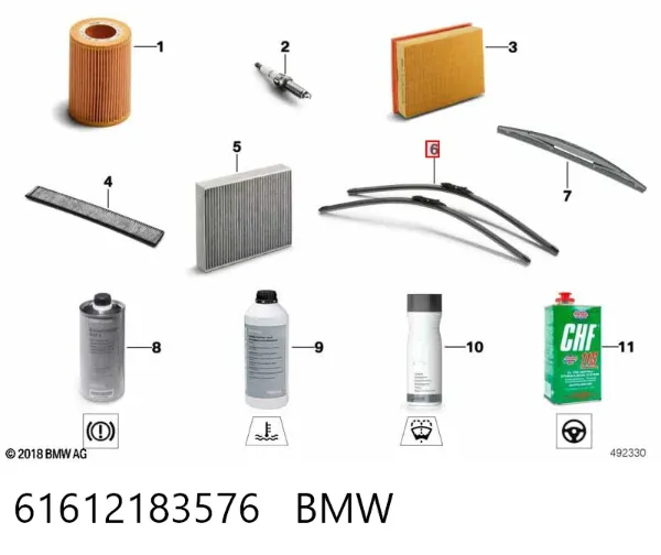 Limpiaparabrisas delanteras 61612183576 BMW