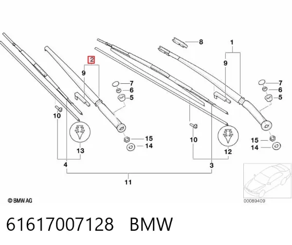 Brazo del limpiaparabrisas 61617007128 BMW