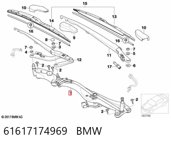 Varilla de limpiaparabrisas 61617174969 BMW