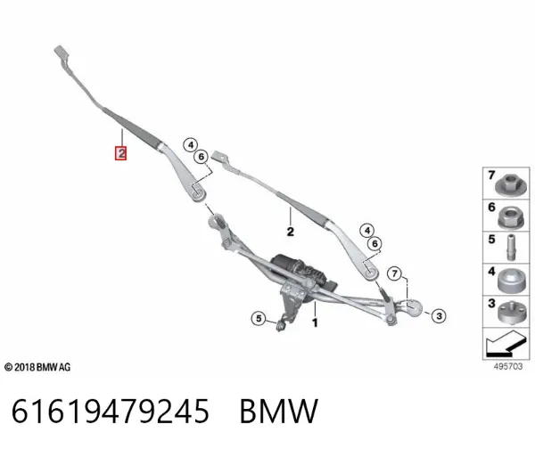 Brazo del limpiaparabrisas 61619479245 BMW