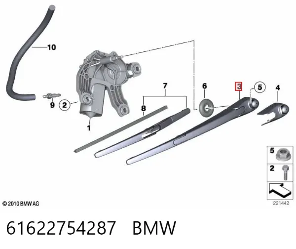 Brazo del limpiaparabrisas 61622754287 BMW