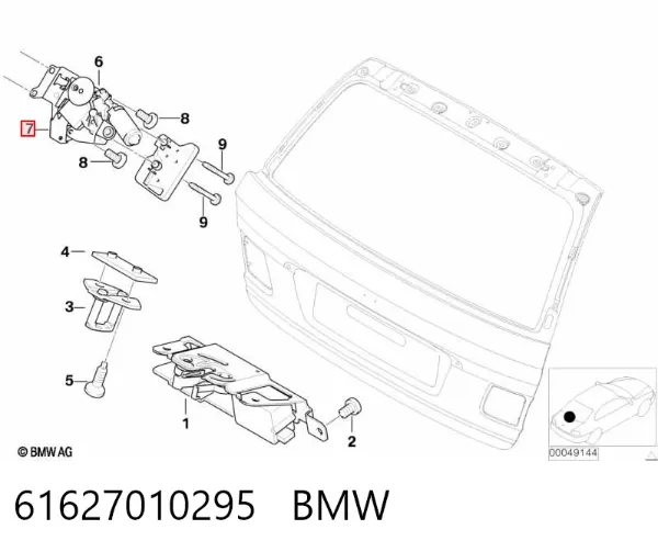 Motor limpiaparabrisas, trasera 61627010295 BMW