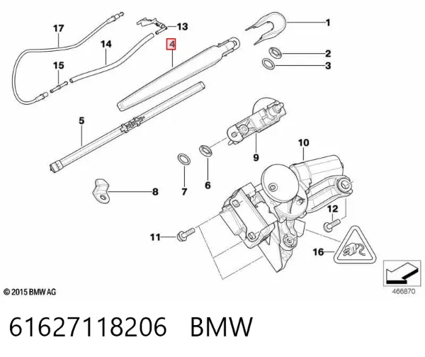 Brazo del limpiaparabrisas, trasero 61627118206 BMW