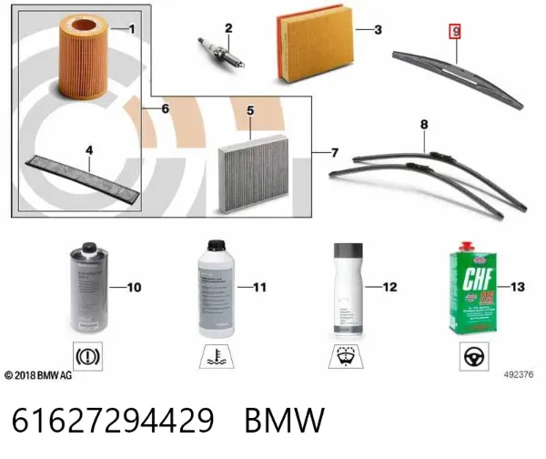 Limpiaparabrisas traseros 61627294429 BMW