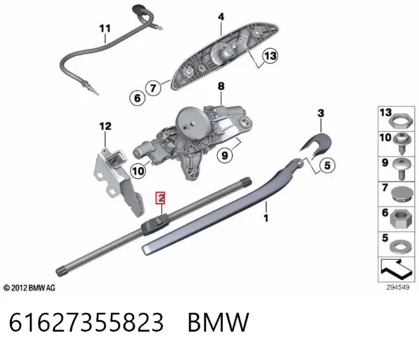 Limpiaparabrisas traseros 61627355823 BMW