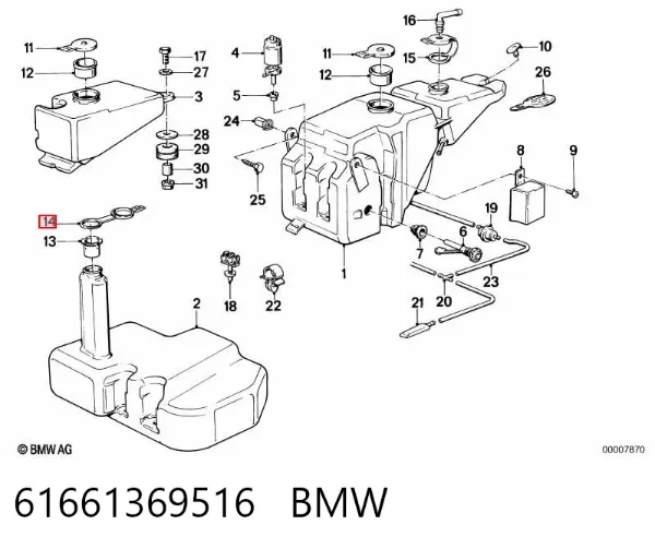 Deposito de limpiaparabrisas 61661369516 BMW