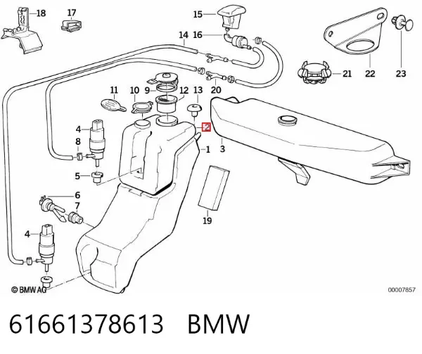 Depósito de limpiaparabrisas BMW 7 E32