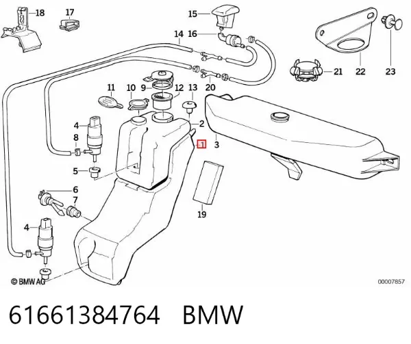 Depósito de limpiaparabrisas 61661384764 BMW