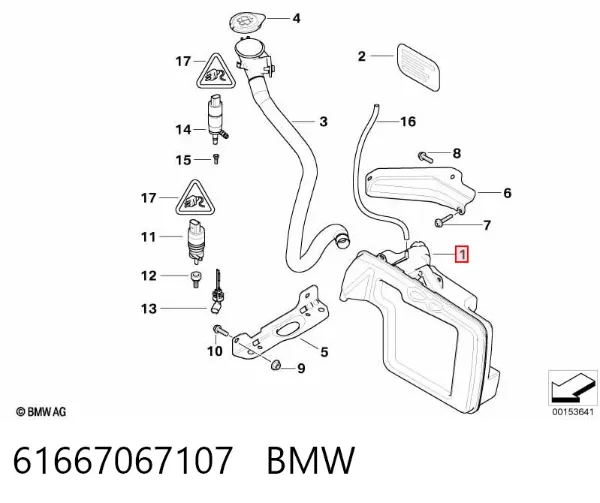 Depósito de limpiaparabrisas 61667067107 BMW