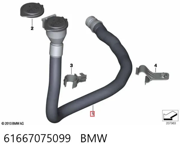 Cuello del depósito de la lavadora 61667075099 BMW