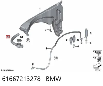 Cuello del depósito del limpiaparabrisas BMW 61667213278