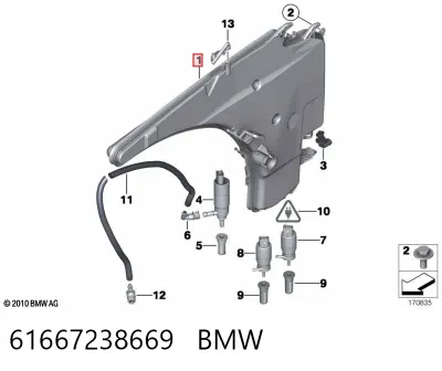 Depósito de líquido limpiaparabrisas BMW 61667238669
