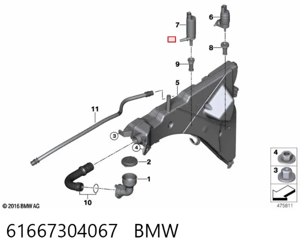Depósito de limpiaparabrisas 61667304067 BMW