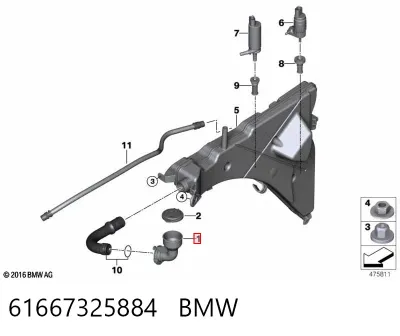 Cuello del depósito del limpiaparabrisas BMW 61667325884