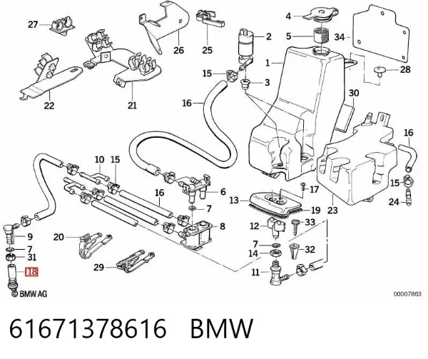 Boquilla del lavador de faros delanteros 61671378616 BMW