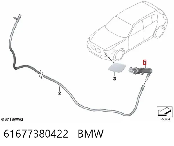 Tobera del lavador de faro delantero derecho 61677380422 BMW
