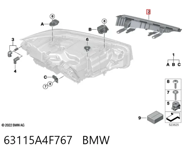 Soporte de fijación del faro delantero izquierdo 63115A4F767 BMW